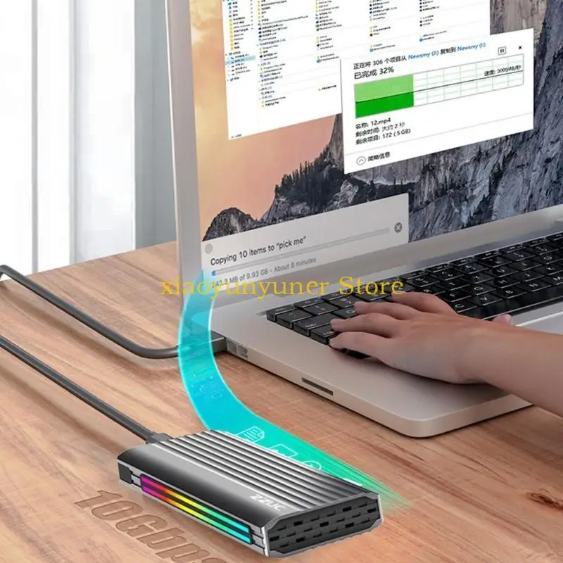 

P9JB ARGB External M.2 /NVME Solid Disk Case USB 3.1 Gen 2 10Gbps Enclosure USB C