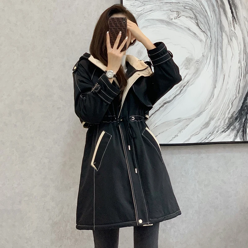 

Fashion Windbreaker Coat Girl Korean Women's Clothing 2023 New Spring Autumn Long Trench Coats Hooded Outerwear D1723