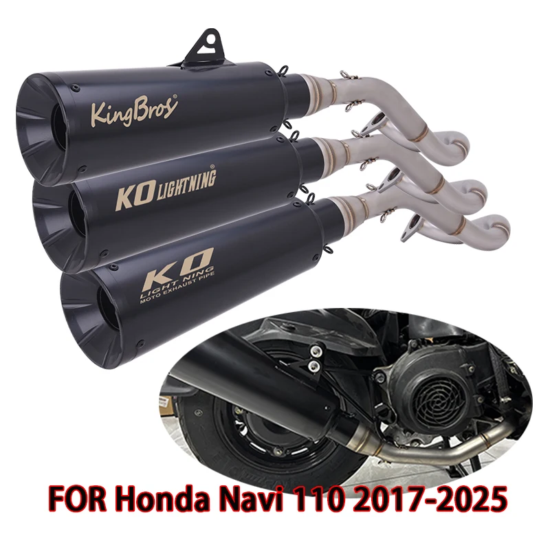 

Slip On For Honda NAVi 110 2017 - 2025 Motorcycle Exhaust System Escape Front Link Pipe Black Muffler Stainless Steel Header
