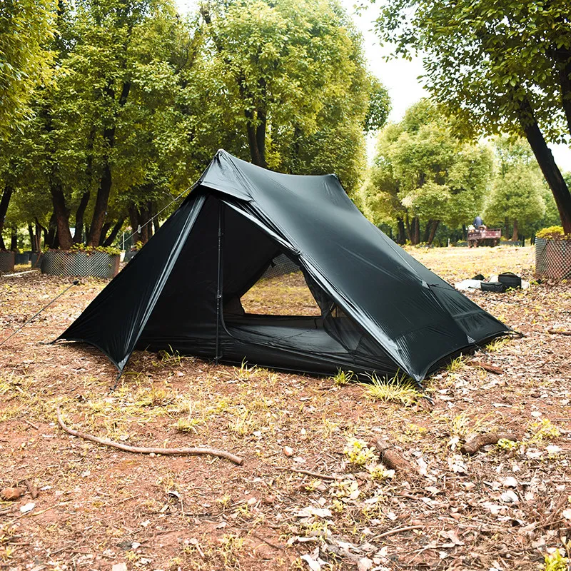 Aricxi Ultraleichtes 15D Silikon Doppelschicht 2P Pyramidenzelt Geräumiges Trekking-Stangen-Regenschutzzelt für Camping