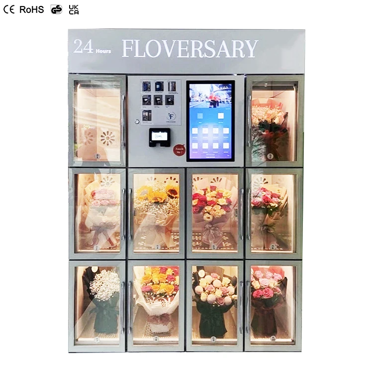 Factory Price Custom Automatic Self Service Innovative Vending Machine Elegant Design Fresh Flower Vending Machine With Cooler