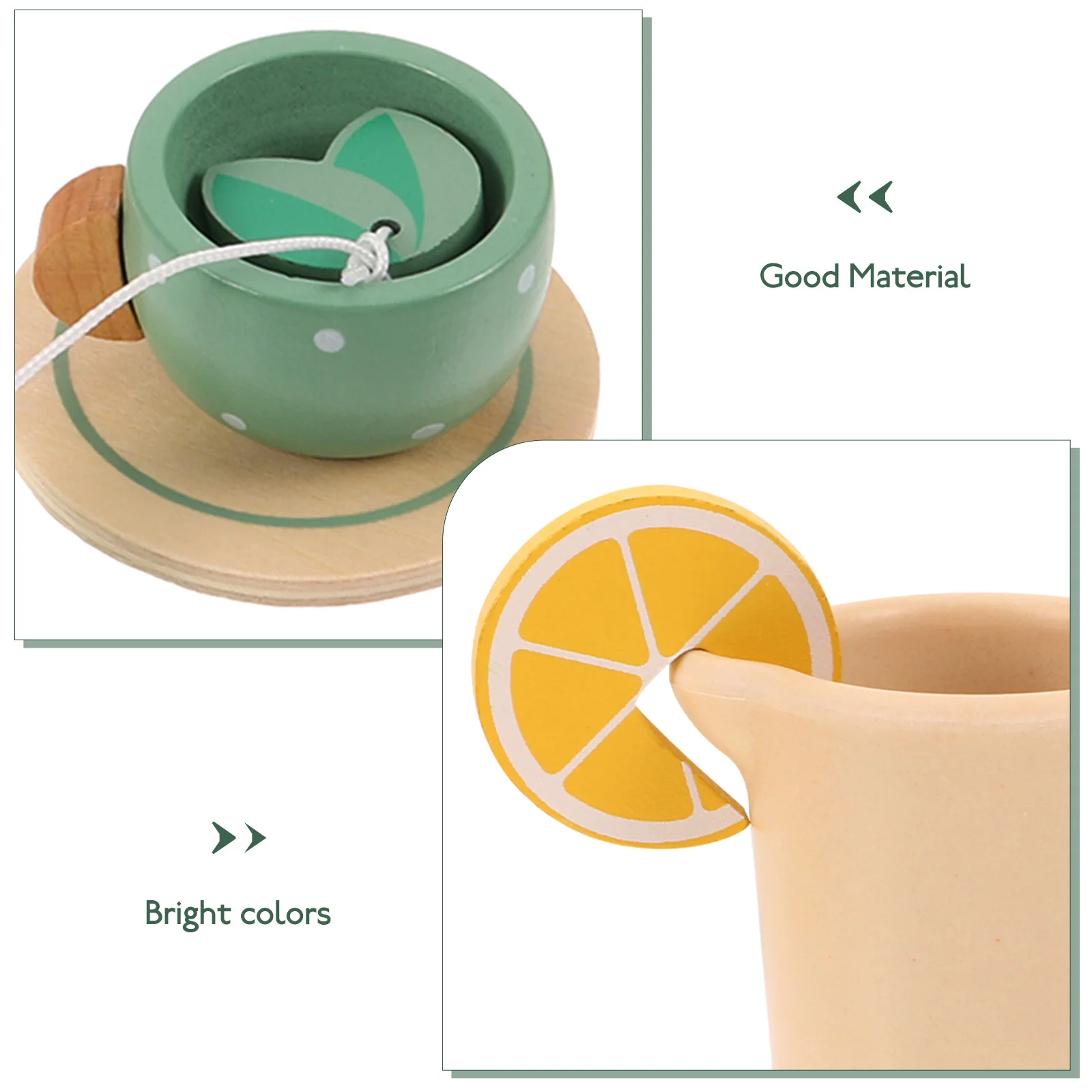 

1Set Roleplaying Wooden Tea Set Colorful Pretend Tea Party Set for Toddlers Girls Miniature Tableware