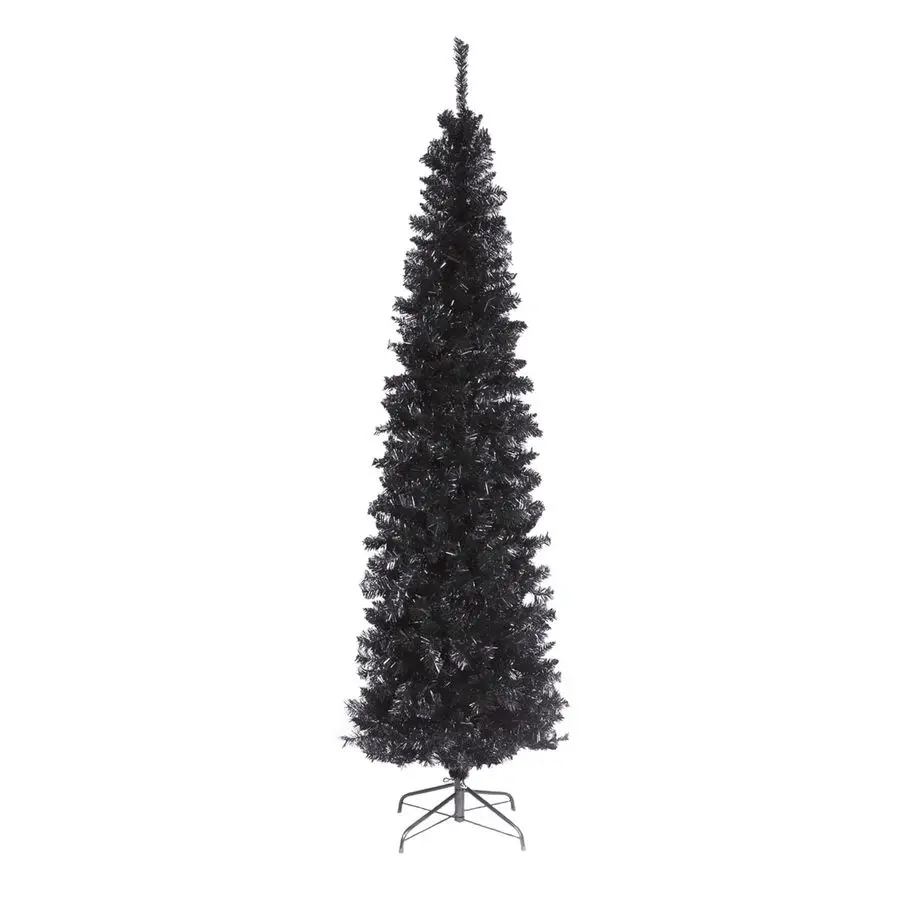 

6 ft Unlit Black Tinsel Artificial Christmas Tree, 520 Tips, Includes Stand