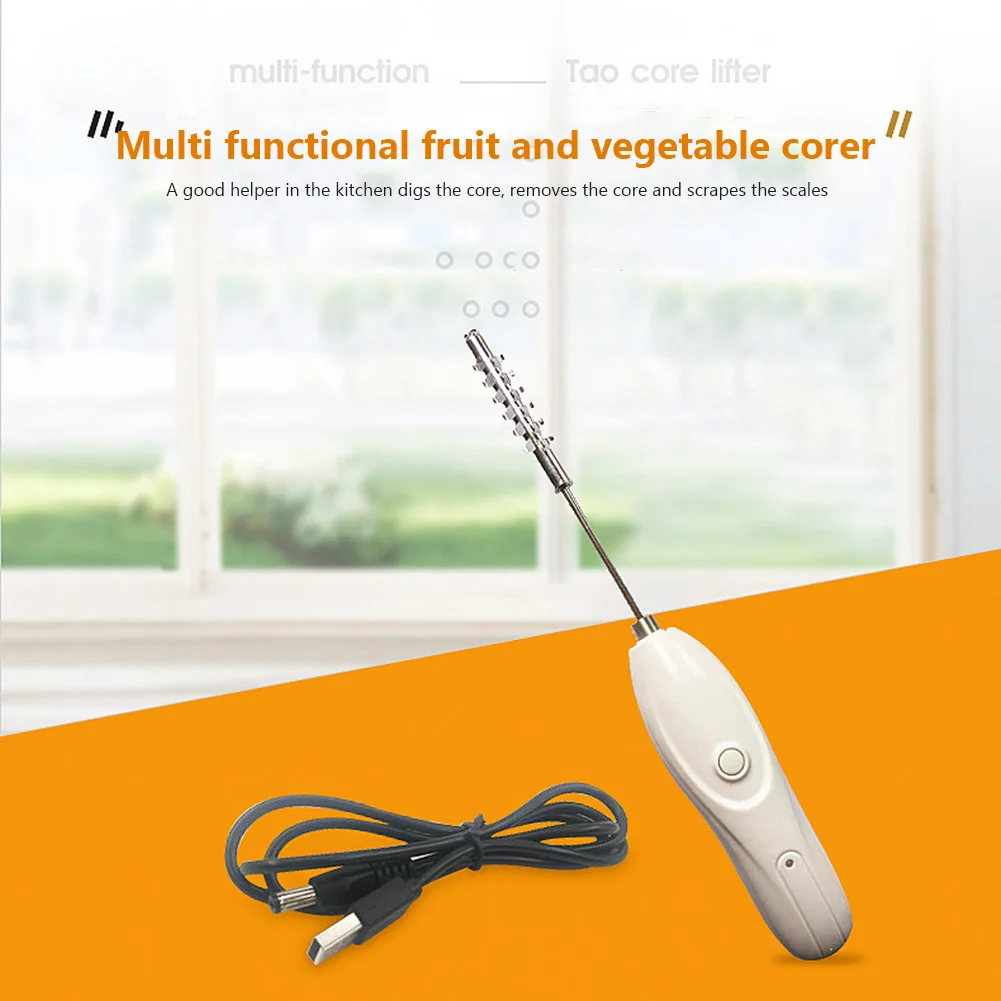 

Multifunctional Vegetable Corer Replaceable Portable Electric Fruit Corer Wear-resistant Rotating Cutter with 2 Different Blades
