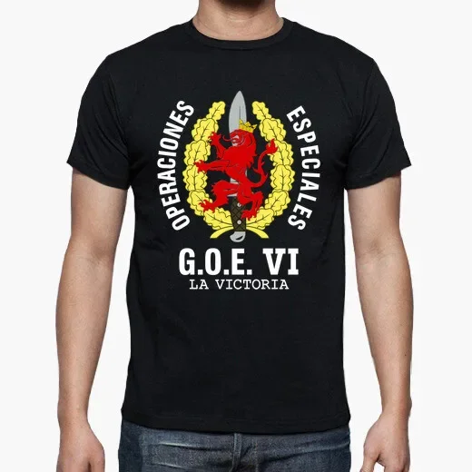 

Spanish Legion GOE VI La Victoria Mod.2 Special Operations Emblem T-Shirt 100% Cotton O-Neck Short Sleeve Casual Mens T-shirt
