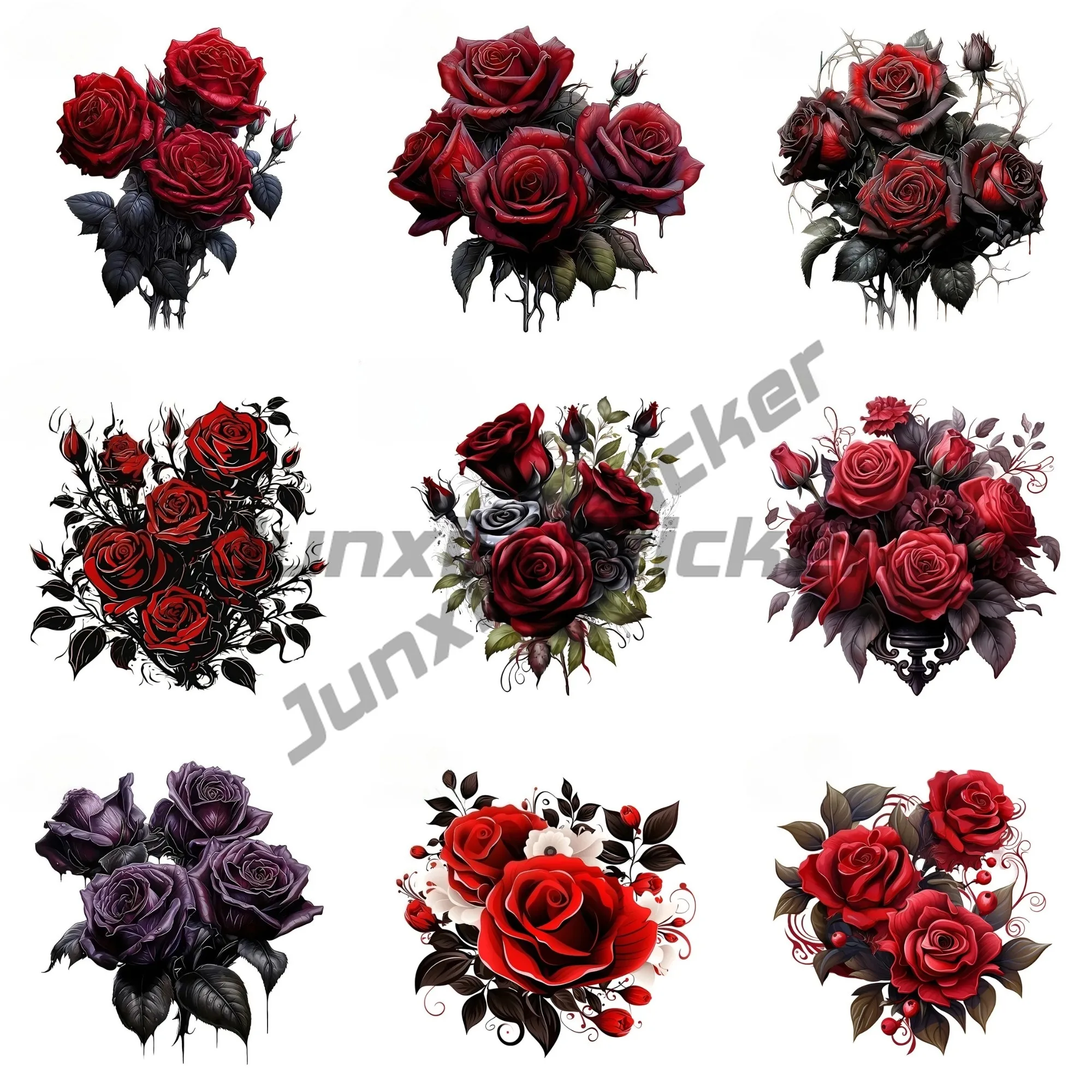 

Classical Rose Car Stickers Caravan Surfboard Windows JDM PVC Decal Personality Occlusion Scratch Car Styling