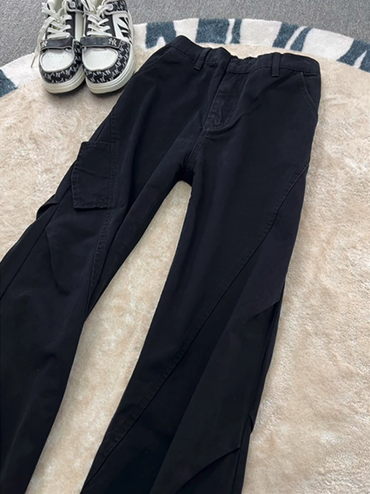 Deep Brown American Retro Diagonal Cut Men's Jeans Winter Micro Flared Pants Lift Crotch Leg Lengthening Knife Workwear