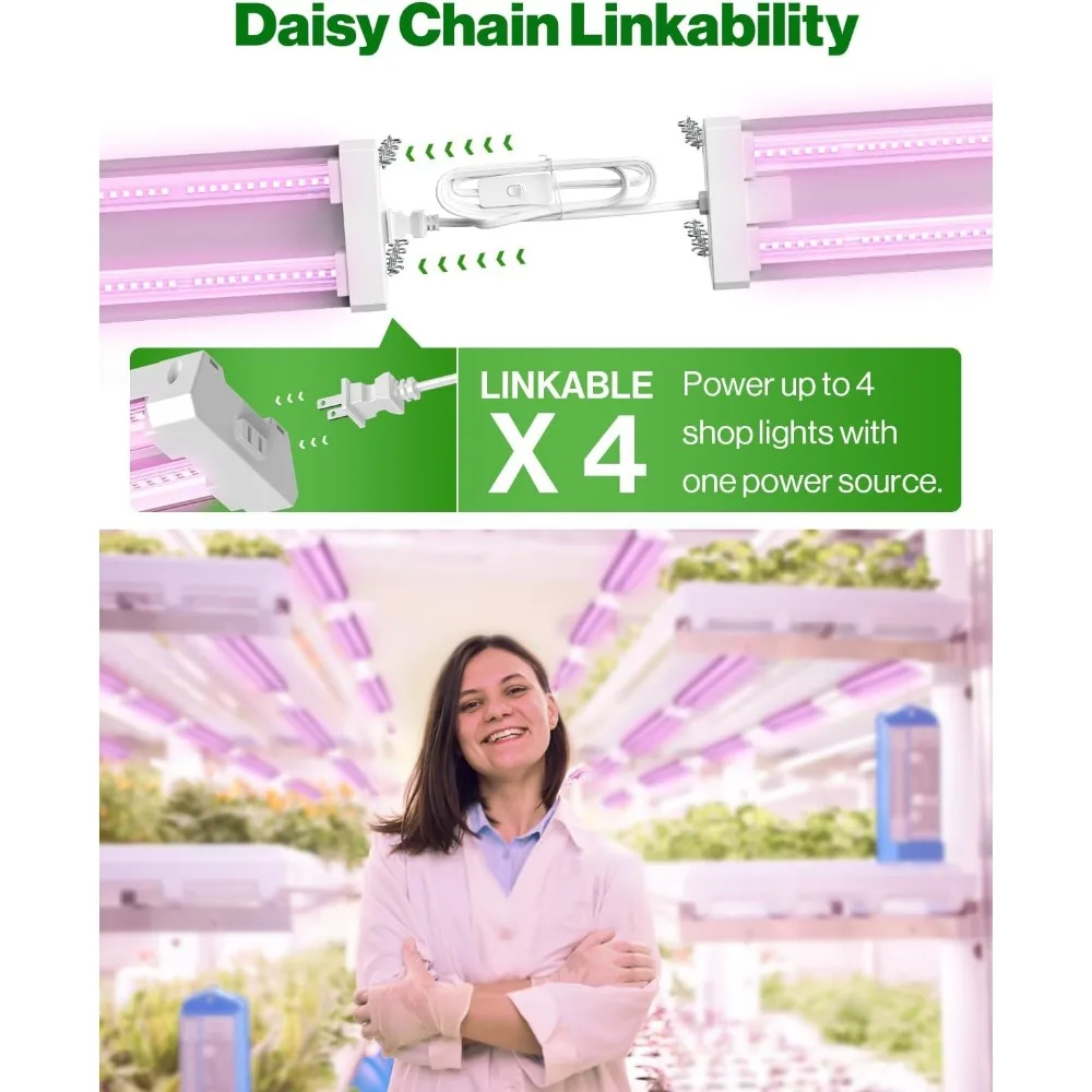 ضوء نمو LED كامل الطيف 40 وات للنباتات الداخلية - تركيبات معلقة، قابلة للربط، التوصيل والتشغيل، مثالية للدفيئة على مدار السنة U #4