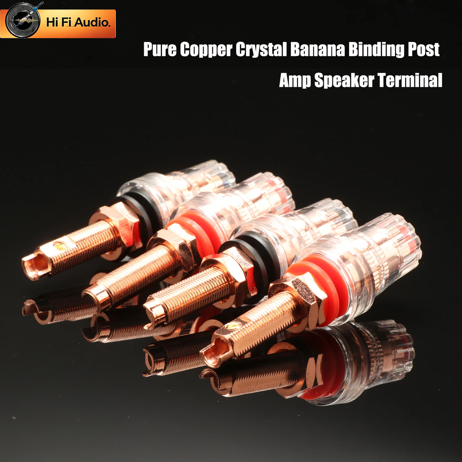 Preffair Pure Copper Crystal Binding Post M8 Extended Speaker Terminal 4mm Banana Plug Socket for HiFi Amplifier Tube Amp