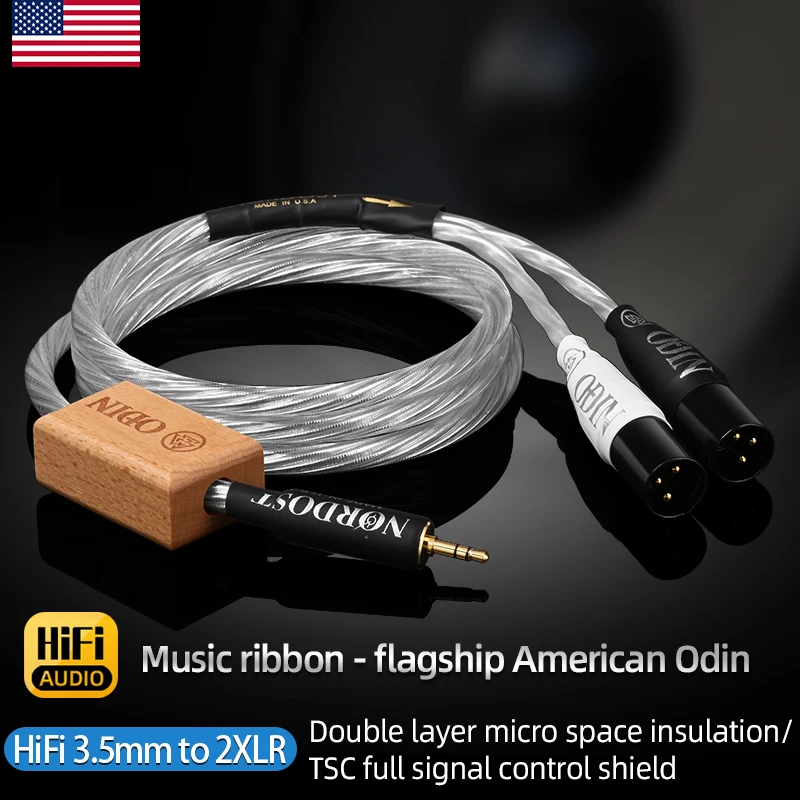 Odin HiFi 3.5mm to 2XLR Cable Hi-end Pure Silver 3.5 Stereo Jack to 2XLR Male /Female  Audio Cable for Amplifier Speakers Mixer