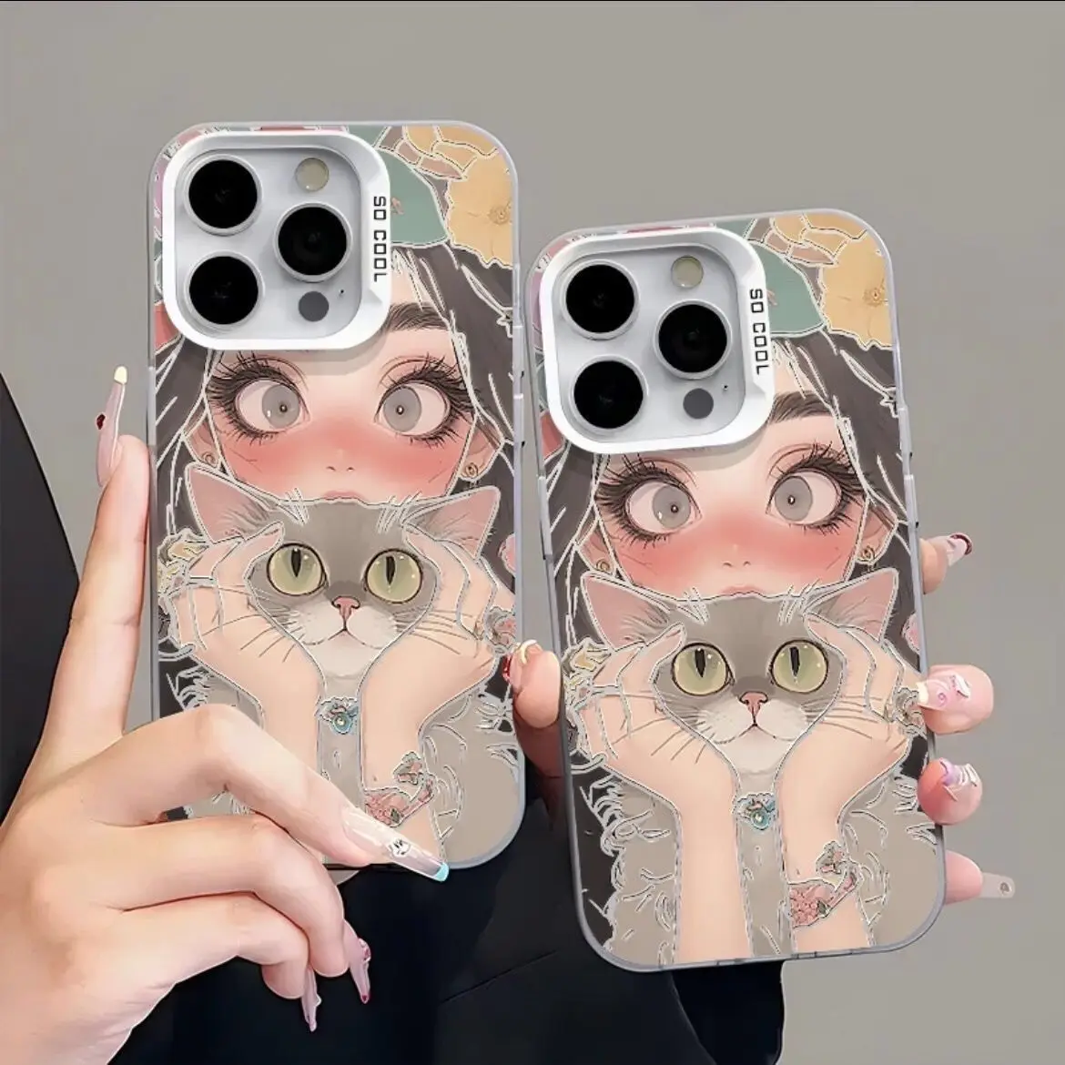 SEIRASSIM cartoon cat anime girl cute phone case for iphone 15 pro max 14 plus 13 11 12 silicone cover for iphone xr xs x 7 8 p