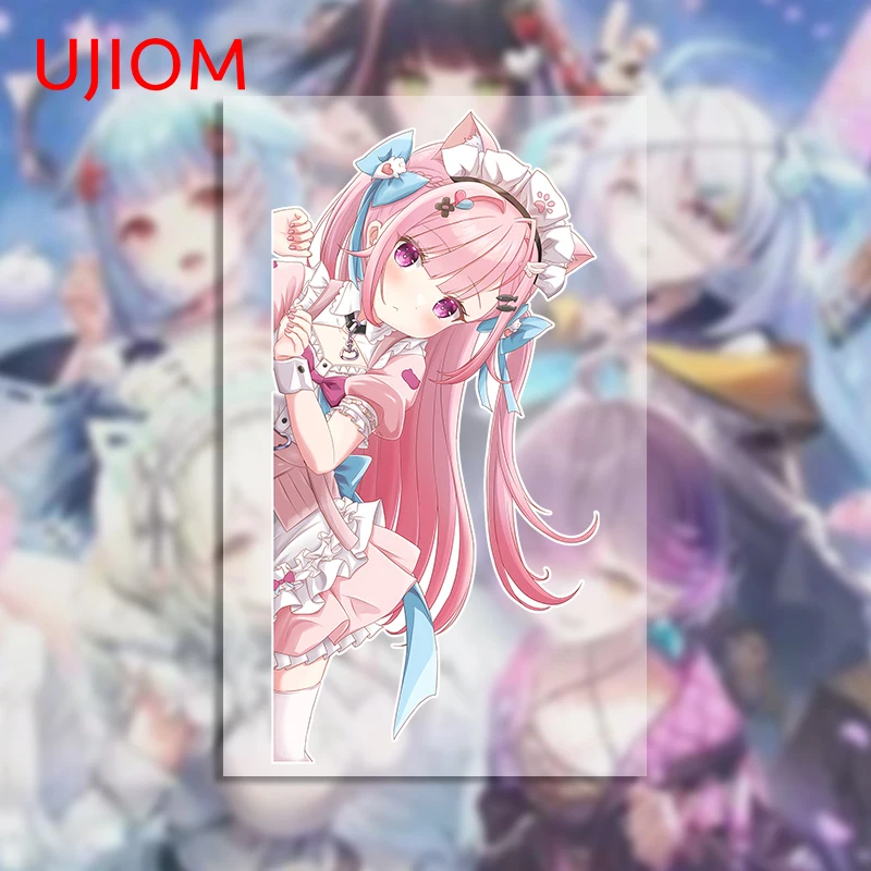 UJIOM Peeking Minato Aqua Cute Girl Wall Sticker Pink Style Eye Catching Naughty Graffiti Decal Kitchen Cupboard Vinyl Decor