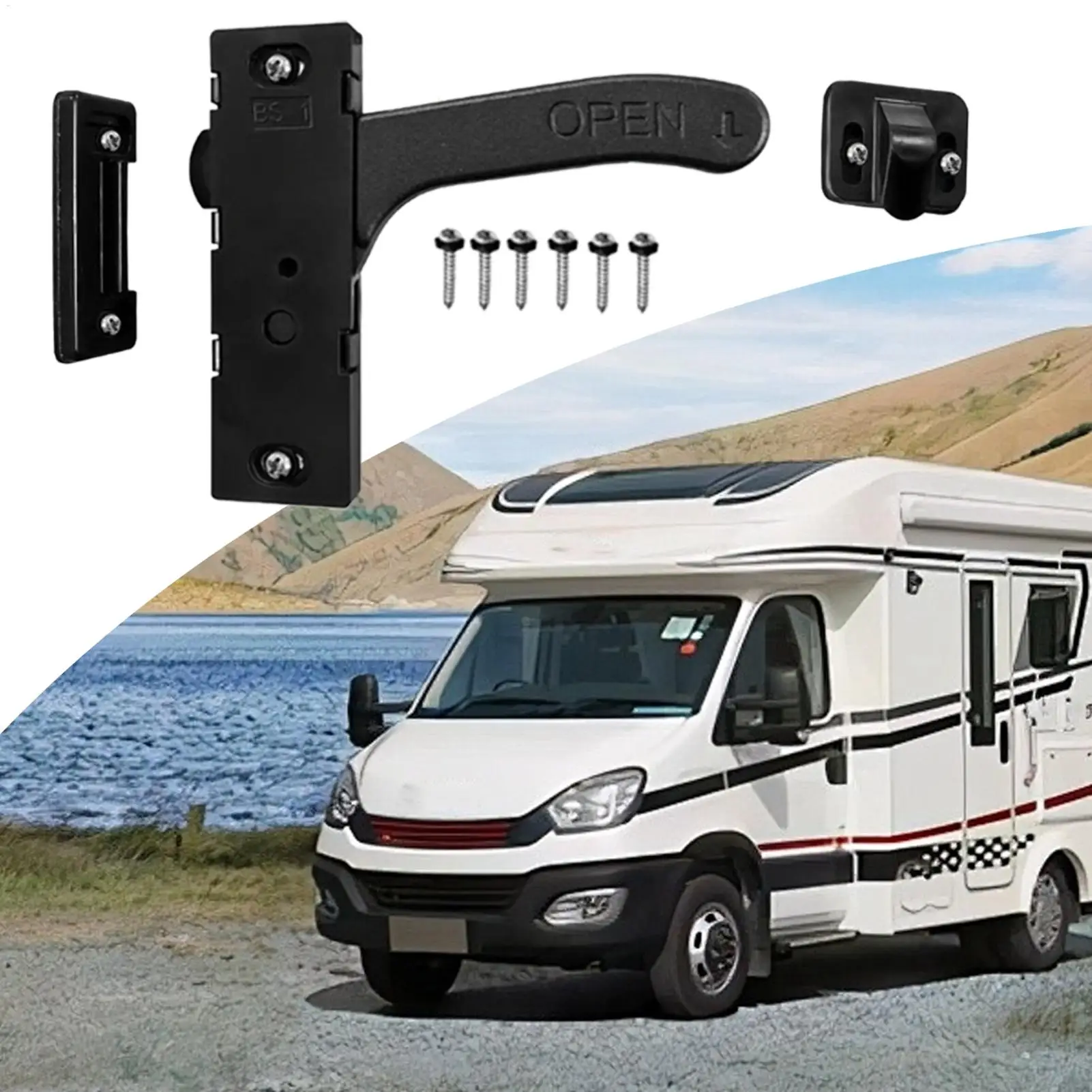 

RV Screen Door Lock Campervan Lock Fitting Anti-Theft Weatherproof RV Screen Latch For Barn Outdoor Cargo Van Trailer Patio
