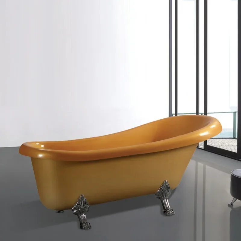 

PHLuxury hotel design gold mosaic bathtub freestanding acrylic bathtub