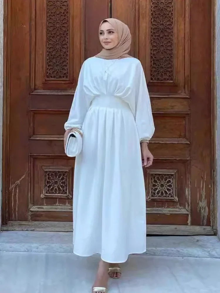 Eid Modest Muslim Dress for Women Jalabiya Ramadan Robe Dress 2024 Ramadan Caftan Party Long Dresses Vestido Largo Full Sleeve