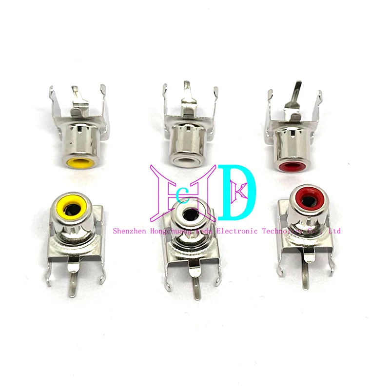 10Pcs/Lot Rca Metal Seat Av-103B Red White Yellow Av-8.4-3 Single Hole Lotus Interface Rca Lotus Socket