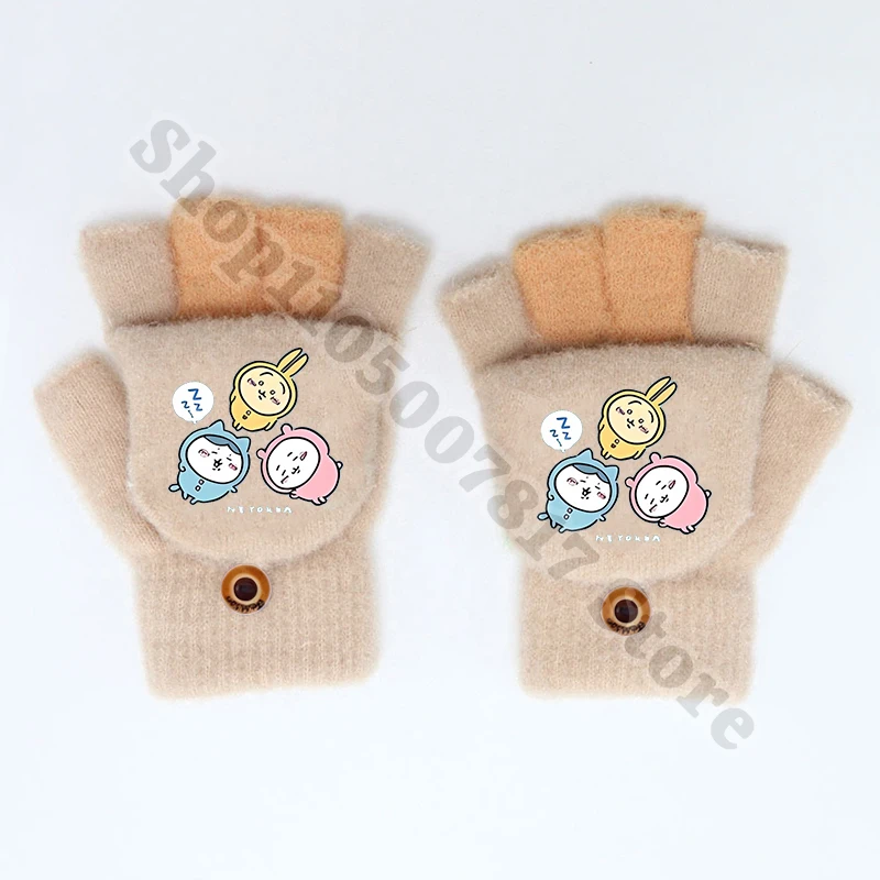 Guantes cálidos de invierno para niños, guantes bonitos de dibujos animados de Chiikawas, accesorios informales para niñas, mitones con estampado de Anime para niños, regalos de navidad 2026