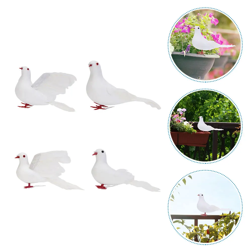 

4pcs Simulated Dove Ornament Lifelike Peace Pigeon Decorative Statue Foam Dove For Garden Yard Photography Props Garden Crafts