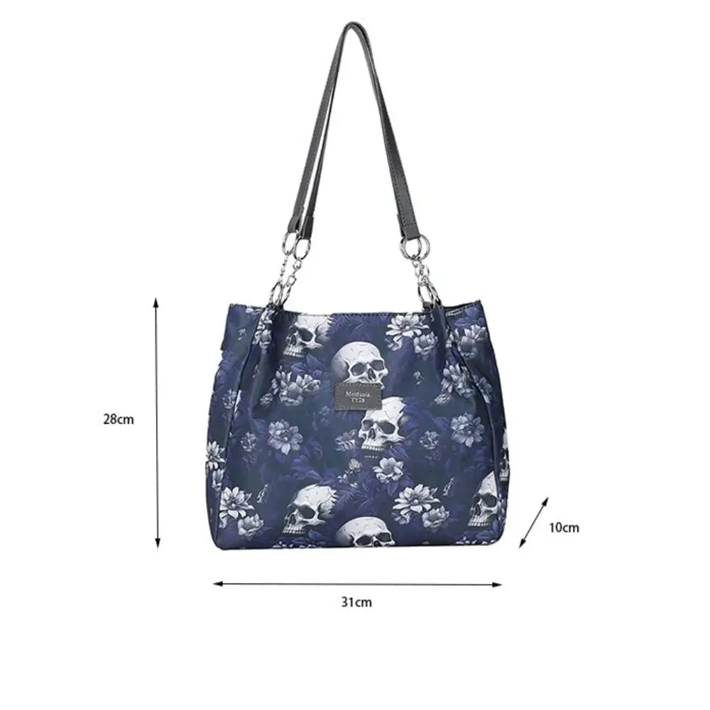 Bolso de mano de gran capacidad con estampado de esqueleto, bolsa de compras multifuncional de estilo gótico, tela Oxford, bolso de mano de moda para Halloween