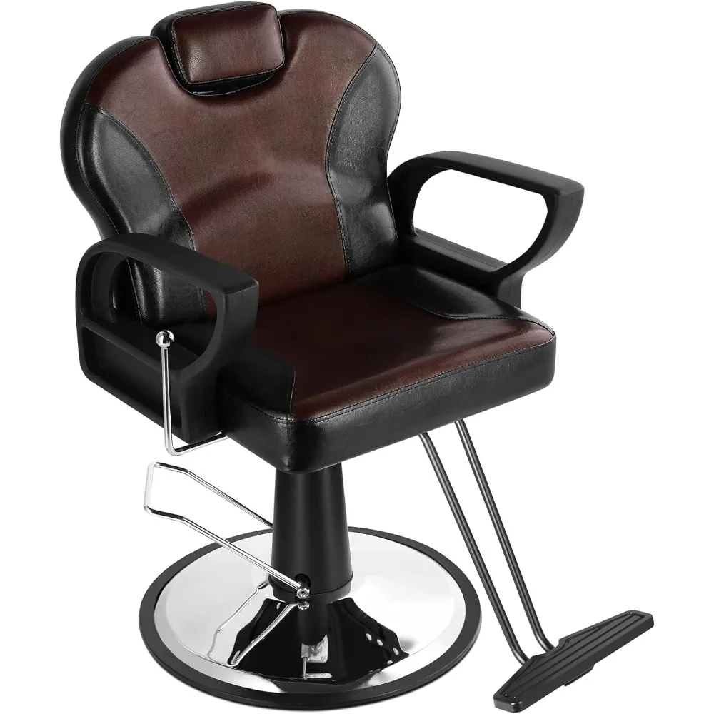 

Black & Brown Reclining Salon Chair Tattoo Chair Hydraulic Barber Chair Salon Equipment for Hair Stylist