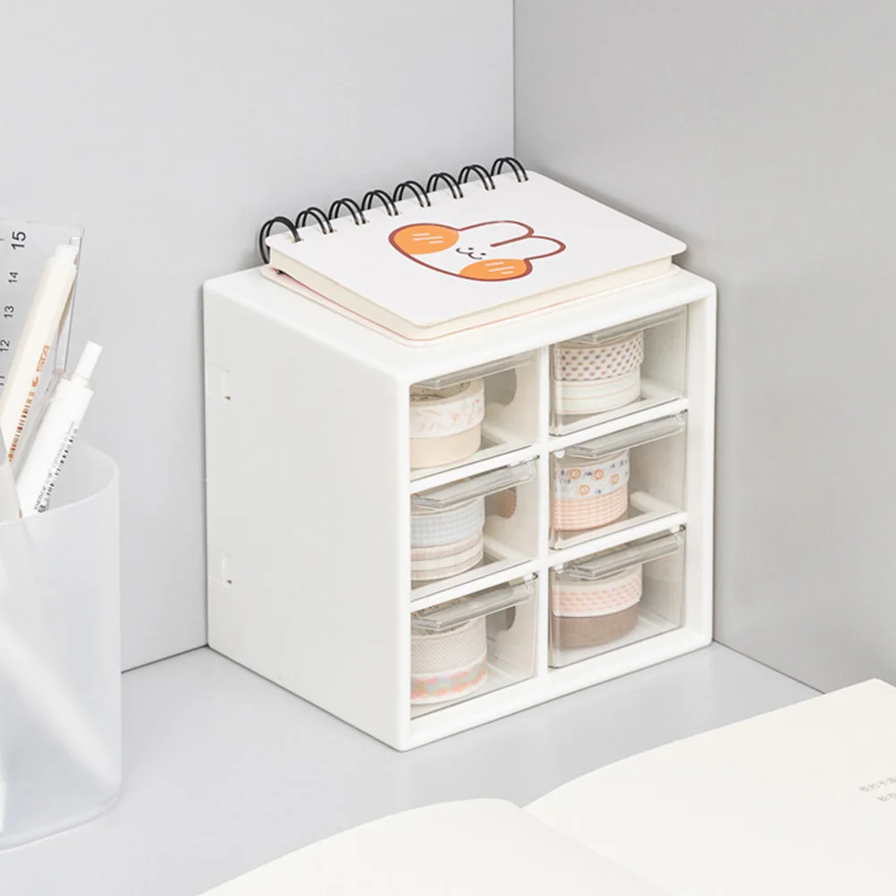 

Drawer Type Plastic Desktop Box White Multi-Grid Stationery Organizer Large Capacity Storage Case Drawer Type Desktop Box