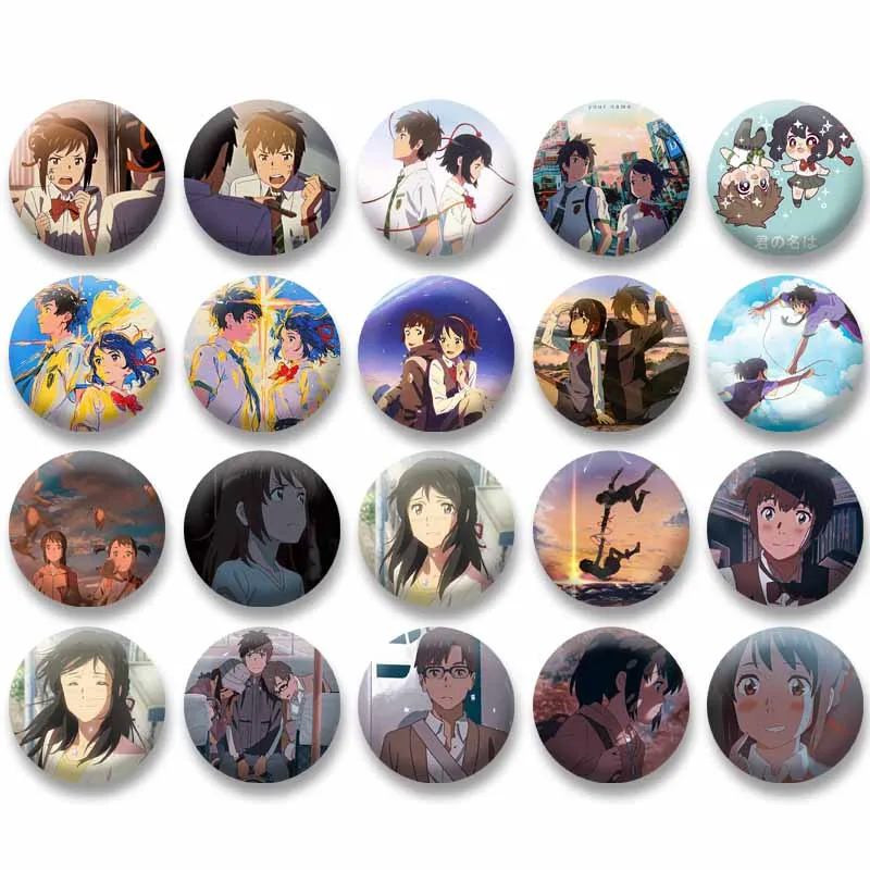 

Lover Coin Badge Anime Your Name Taki and Mitsuha Lapel Pins Acrylic Round Brooch on Backpack Clothing Jewelry Accessories Gifts