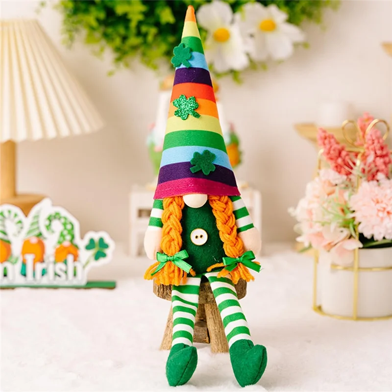 AB45 St Patricks Day Gnomes  St.Patricks Day Gnome Home Table Decor Accessories Plush Decorations Female 1 PCS