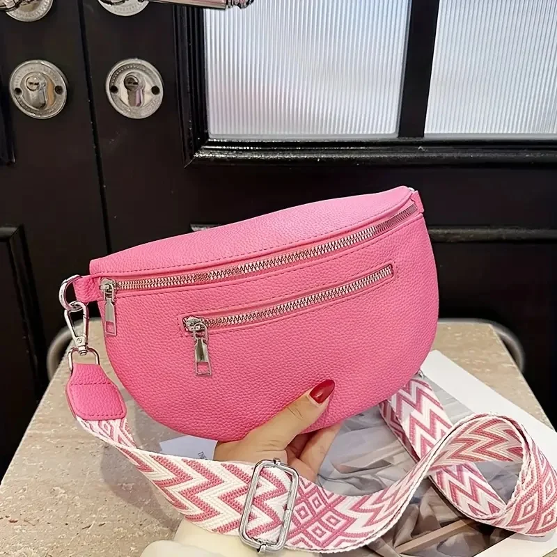 Women's Fashion Waist Bag - Retro Outdoor Sports Waist Bag with Double Zipper Compartment, Casual Pu Chest Bag, Bohemian Style Multi-Pocket Waist Bag, Adjustable Strap, Suitable for Everyday Use and S image 3