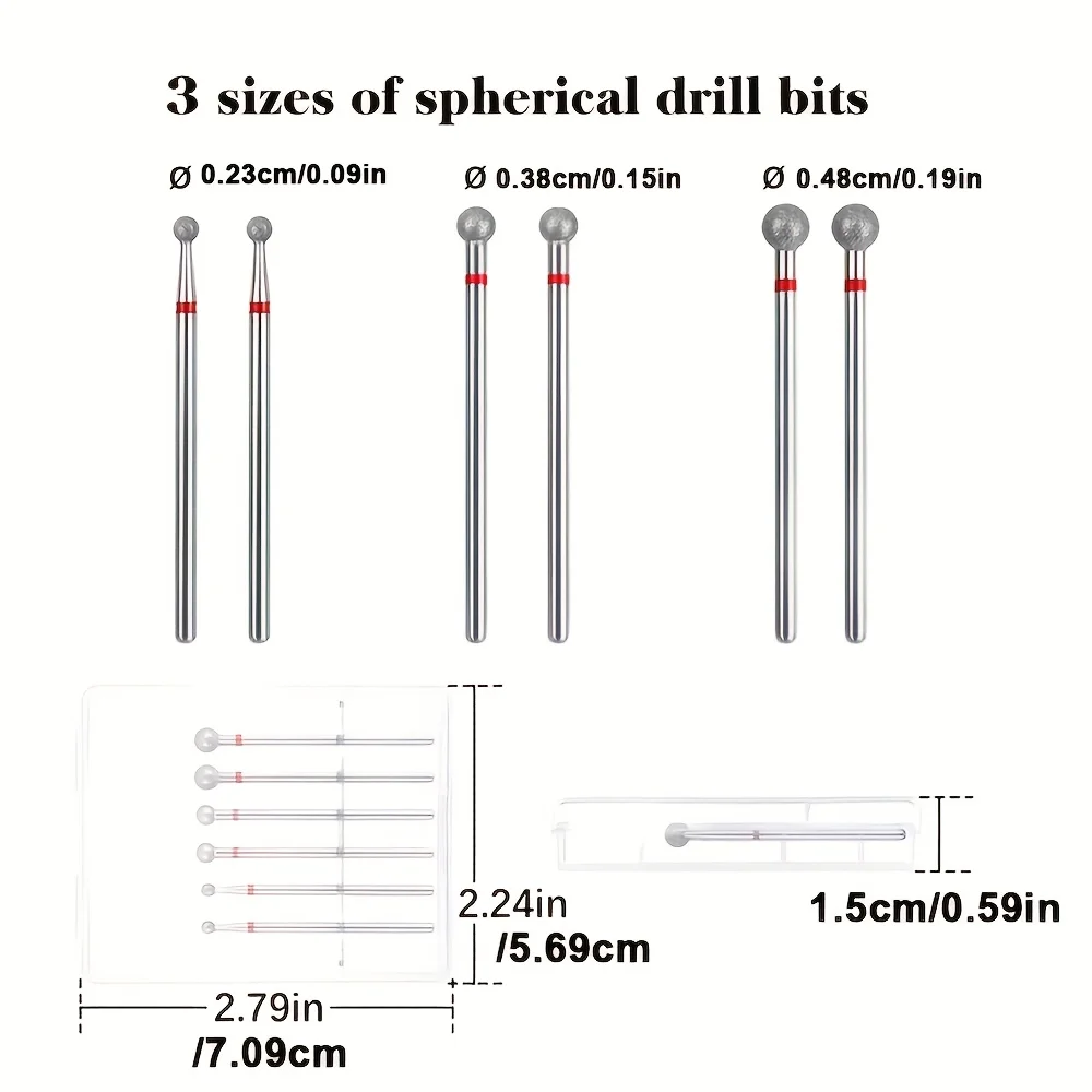 6Pcs/Set Naill Drill Bit Diamond Rotary Cuticle Burr Milling Cutter For Manicure Nail File Machine Cuticle Clean Tools