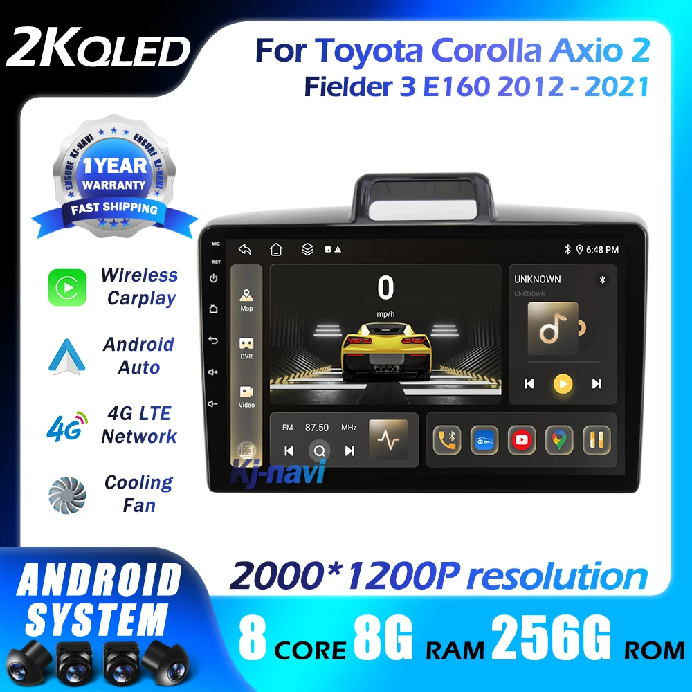 Android 14 Car Radio For Toyota Corolla Axio 2 Fielder 3 E160 2012 - 2021 Autoradio QLED GPS Navigation Multimedia Video Player