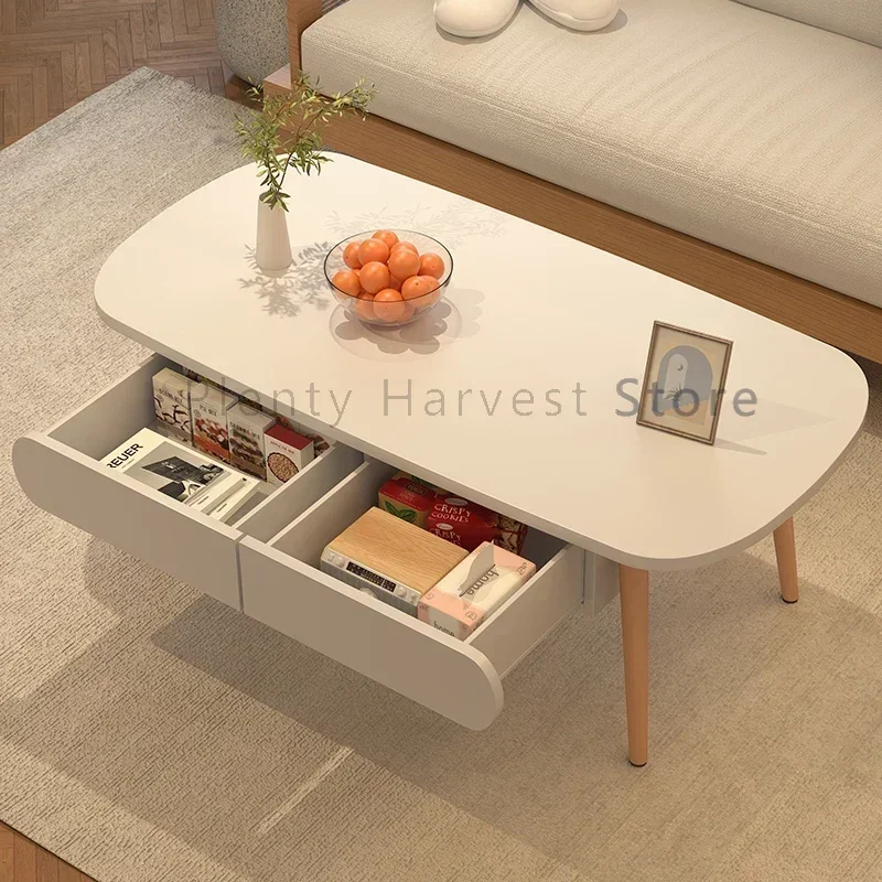 Simples sala de estar mesa café organizador madeira minimalista montagem em pé mesa café piso branco basse salão móveis para casa