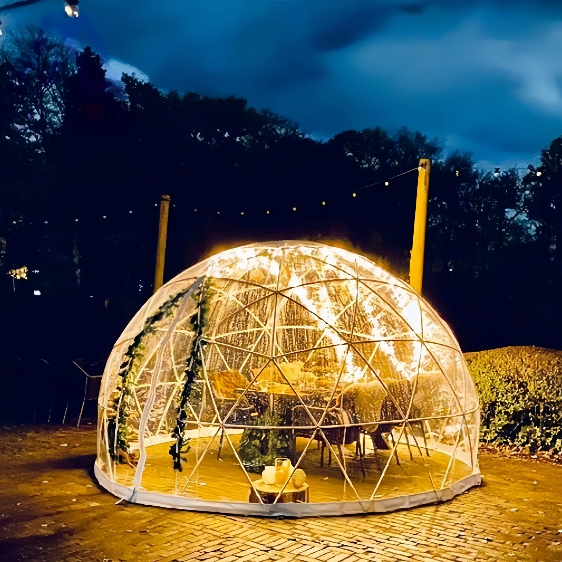 All-Weather Geodesic Dome Tent, 9.61215ft Clear Bubble Tent for 2-8 People, with Window & Door, Suitable for Outdoor, Camping,