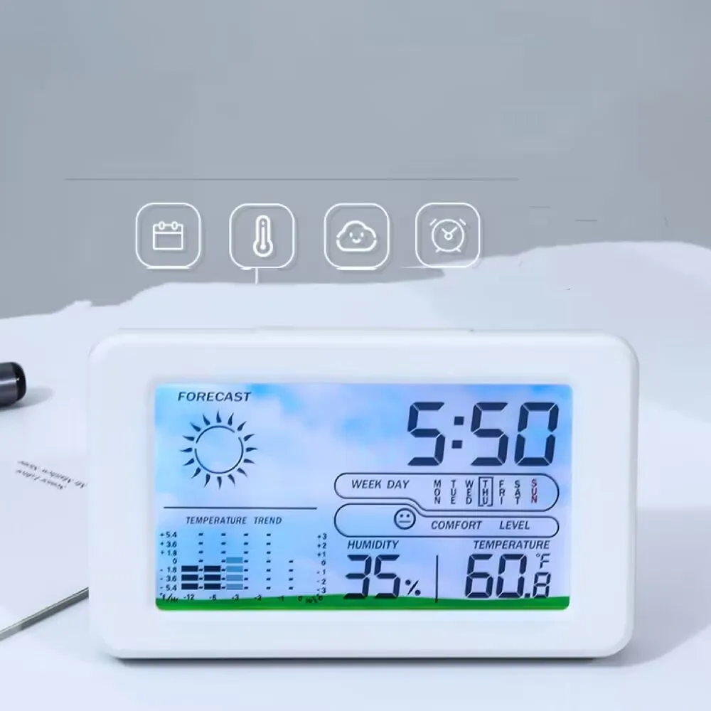 

LCD Digital Table Desk Electronic Clock For Desktop Home Office Silent Time Display Bedroom BedsideDesktop Temperature Humidity