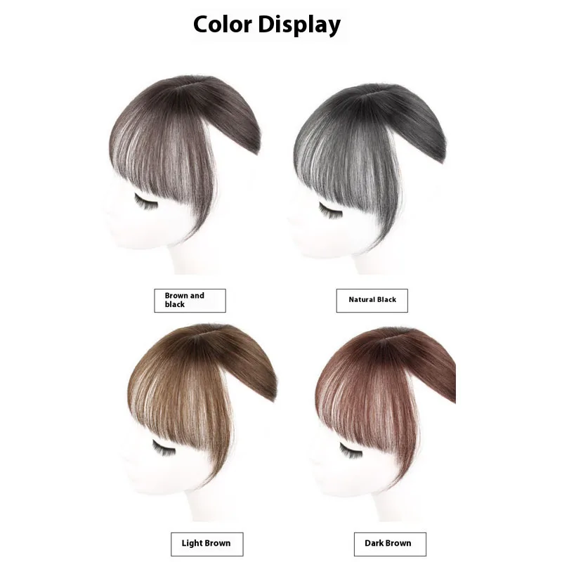 여성용 3D 에어뱅 헤어피스 탑 헤어 교체용 헤어라인 커버 가짜 앞머리 합성 헤어 여성용 4x5cm 5x7cm 6x6cm