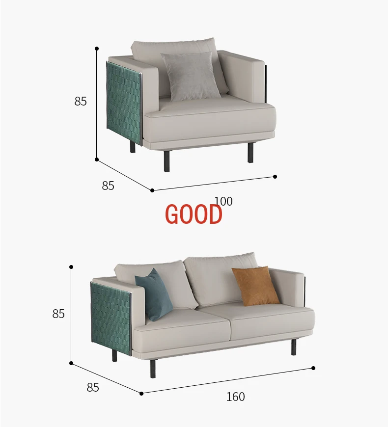 Итальянский минималистичный полноразмерный кожаный диван, первый слой из воловьей кожи, Новая высококачественная гостиная на три или четыре места