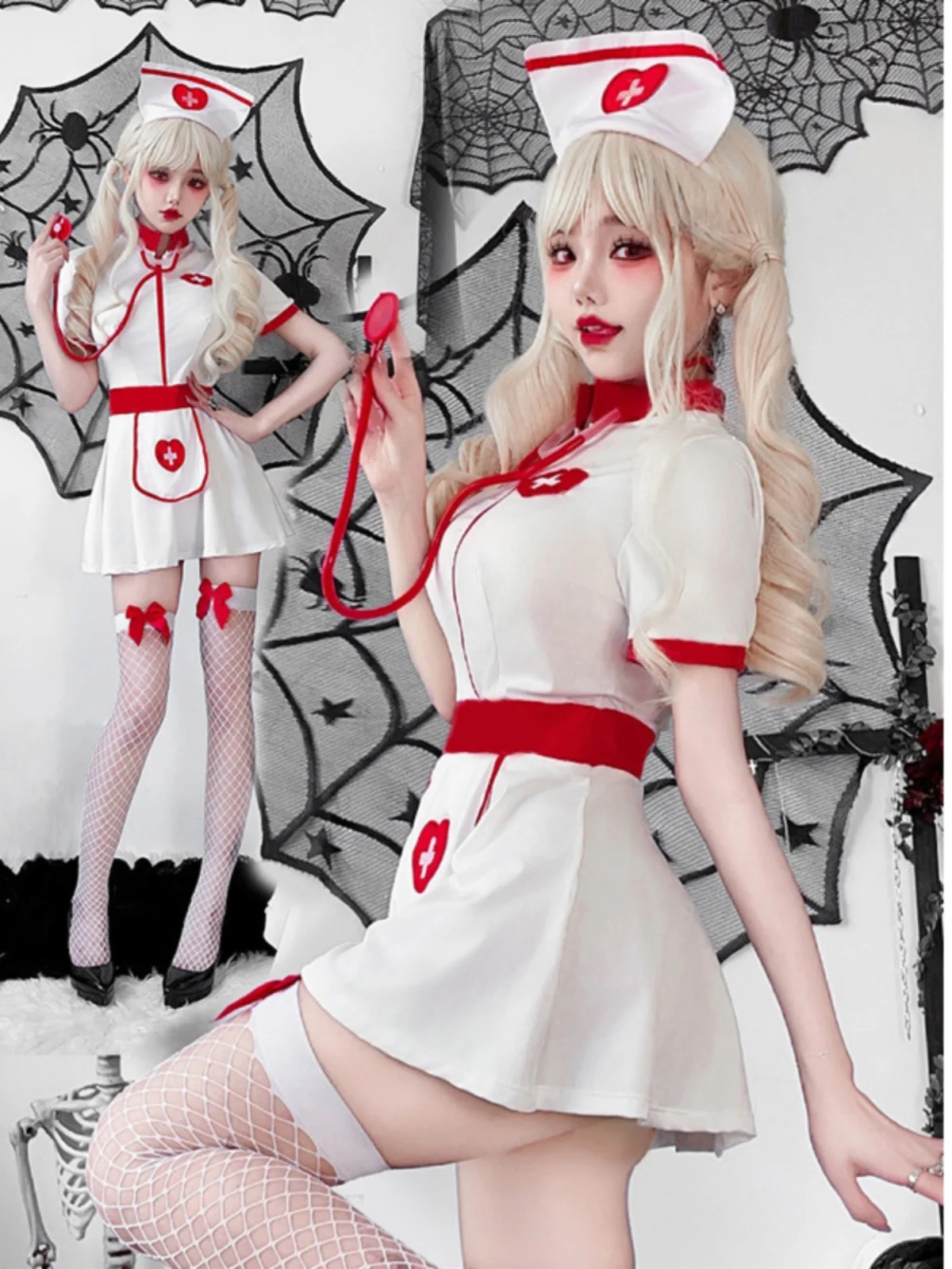 Costume d'infirmière orm Sexy, Performance d'halloween, tenue de médecin et d'infirmière transfrontaliers en Fiber de Polyester 00%