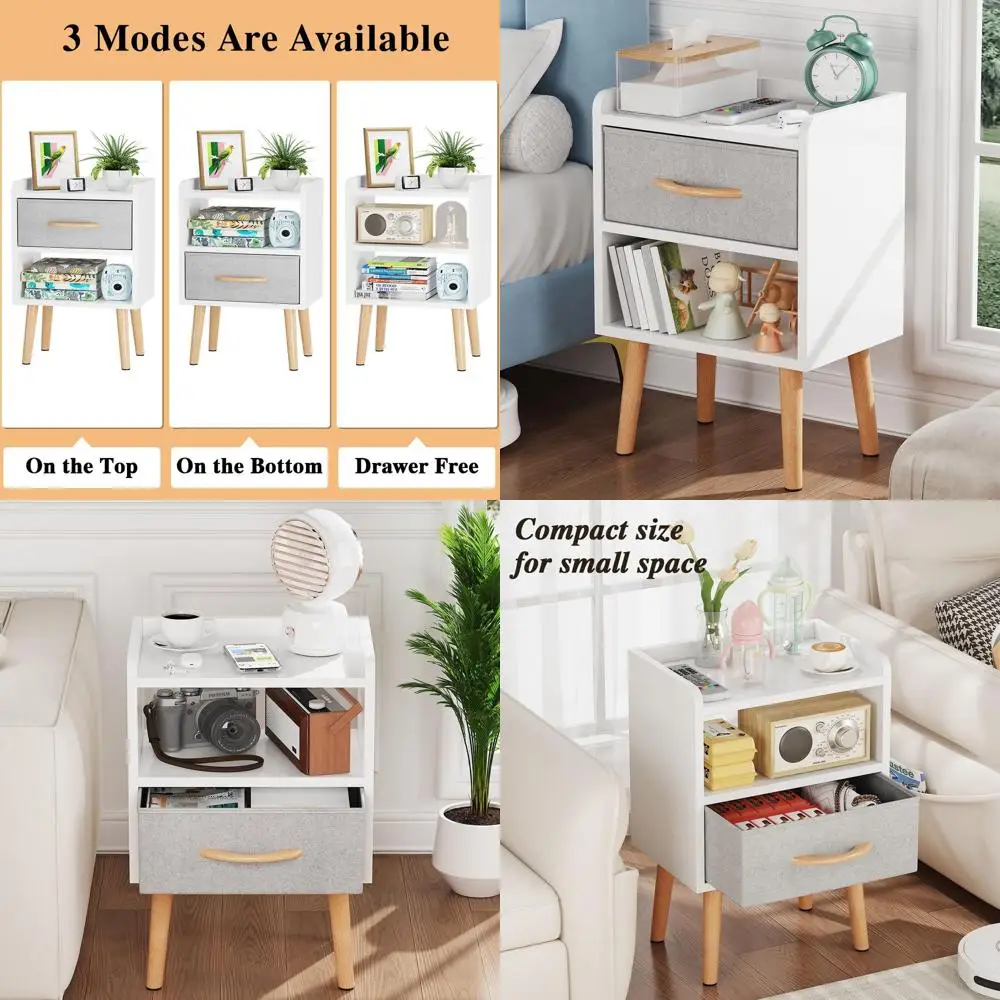 

Compact Wooden Nightstand with Open Shelf for Bedside Storage in Small Bedrooms and Kids' Rooms