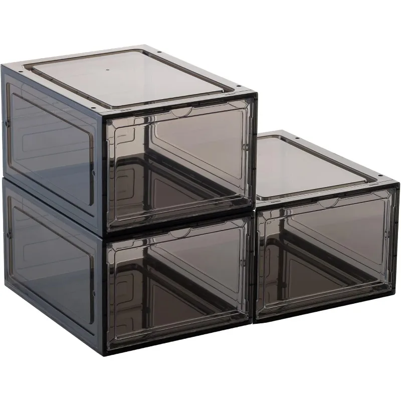 Sturdy Shoe Storage Boxes Organizer Box,Fit Closet Organizers Case,Easy Snap-on Assembly Shoe Boxes Clear Plastic