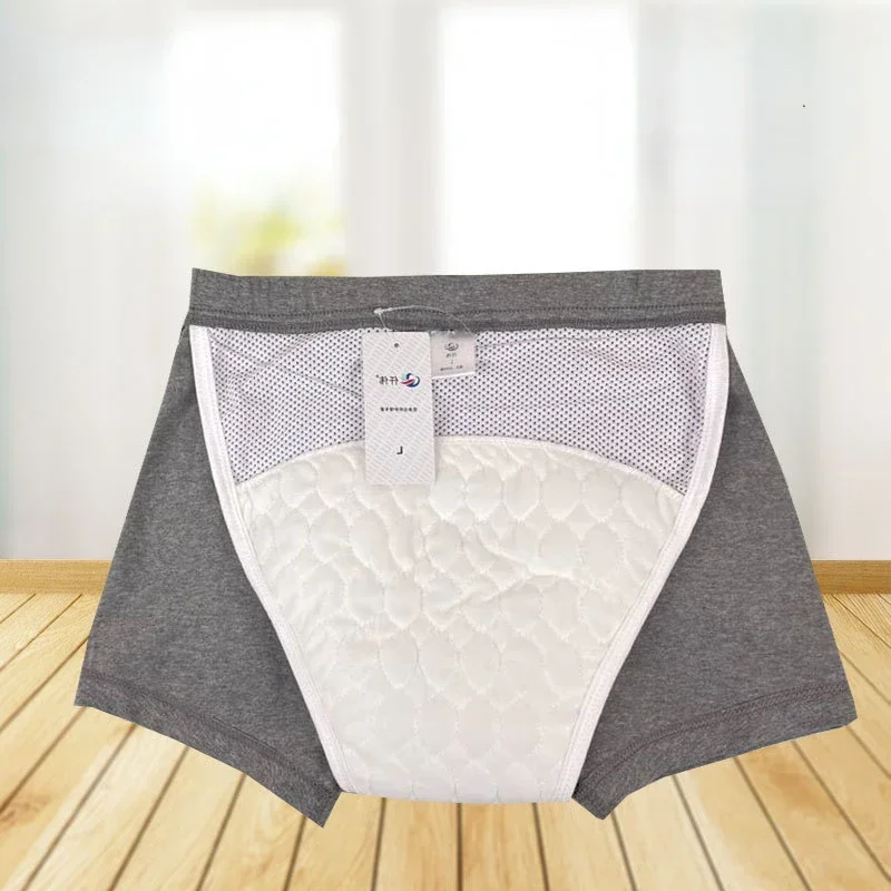 Leak Proof Underwear Men\'s Washable Pure Cotton Breathable Elderly Diapers Urinary Incontinence Bedridden Patient Care Pants