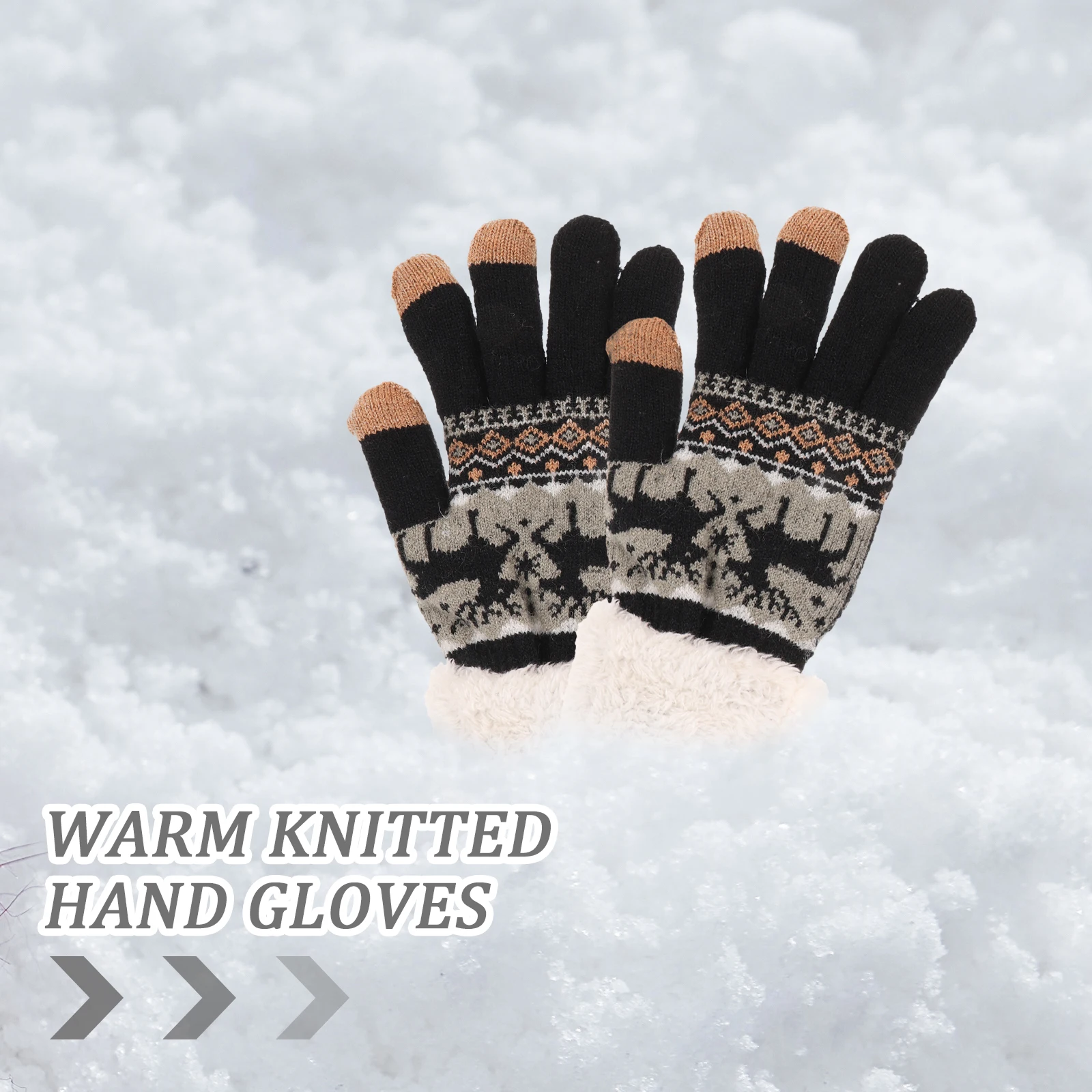 

Knitted Gloves Warm Embroidered Thicken Winter Hand Full Finger Holiday Snowflakes Pattern Christmas Gift Women Gloves