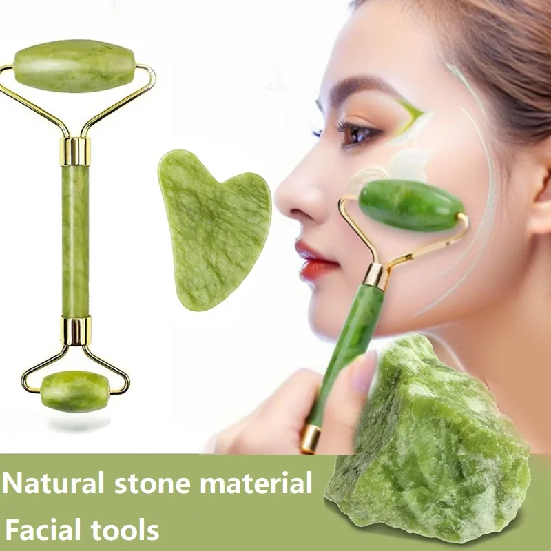 New 2PCS Gousha Stone for The Face Gua Sha Facial  Stone Gowoman Gua Sha Natural Tool Visage Roller for Face Gouache Scraper