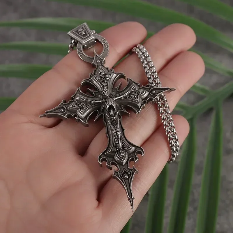 Dante Purgatory Cross Necklace Vintage Christian Passion Jesus Cross Pendant Male and Female Catholic Amulet Jewelry Gift