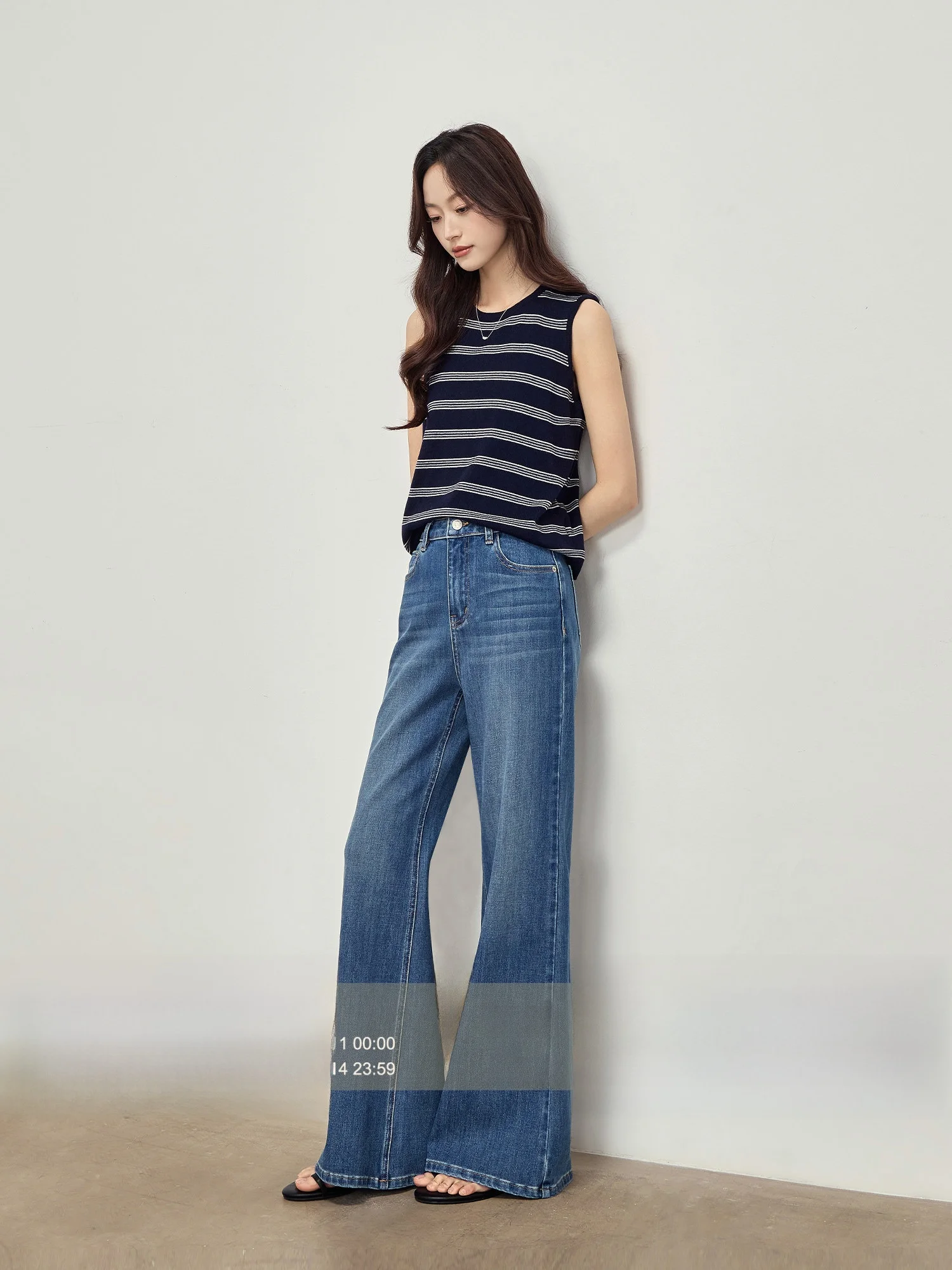 

Женские летние джинсы-клеш Rising Small Blue из эластичного денима с высокой талией, утягивающие, в американском ретро-стиле, из смесового хлопка