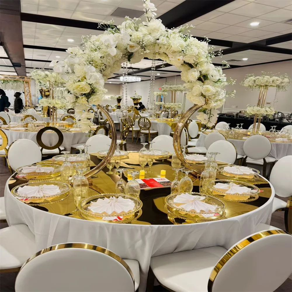 4 Pcs  Curlable Wedding Rounded Acrylic Mirror Table Tops For Party Table Centerpiece