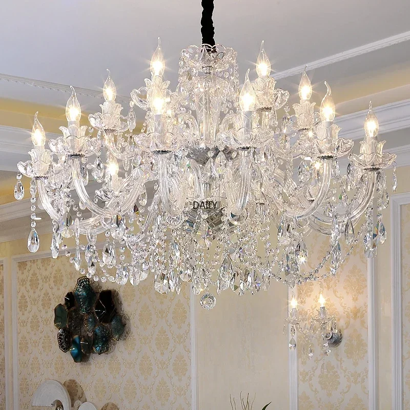 

Modern Clear/Amber Crystal Chandelier Lighting Decora Hanging Liminarias Fixture Wedding Lobby Decoration Pendant Lamp