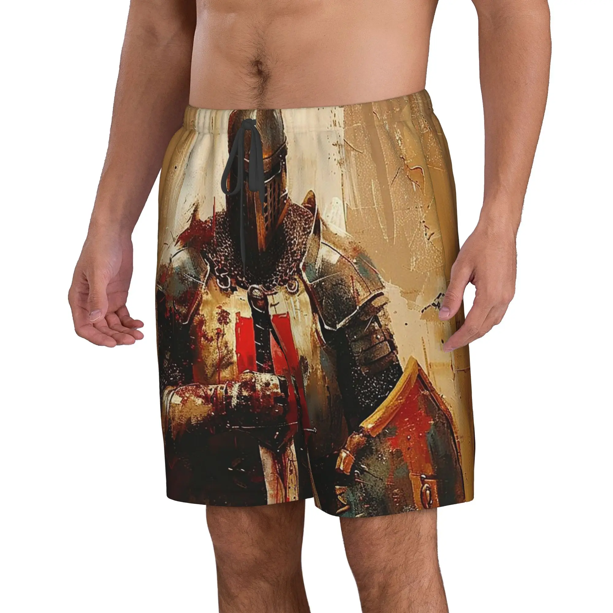 Knights Templar Trunks Beach Board Shorts Casual Quick Dry Swim Summer Men Pants