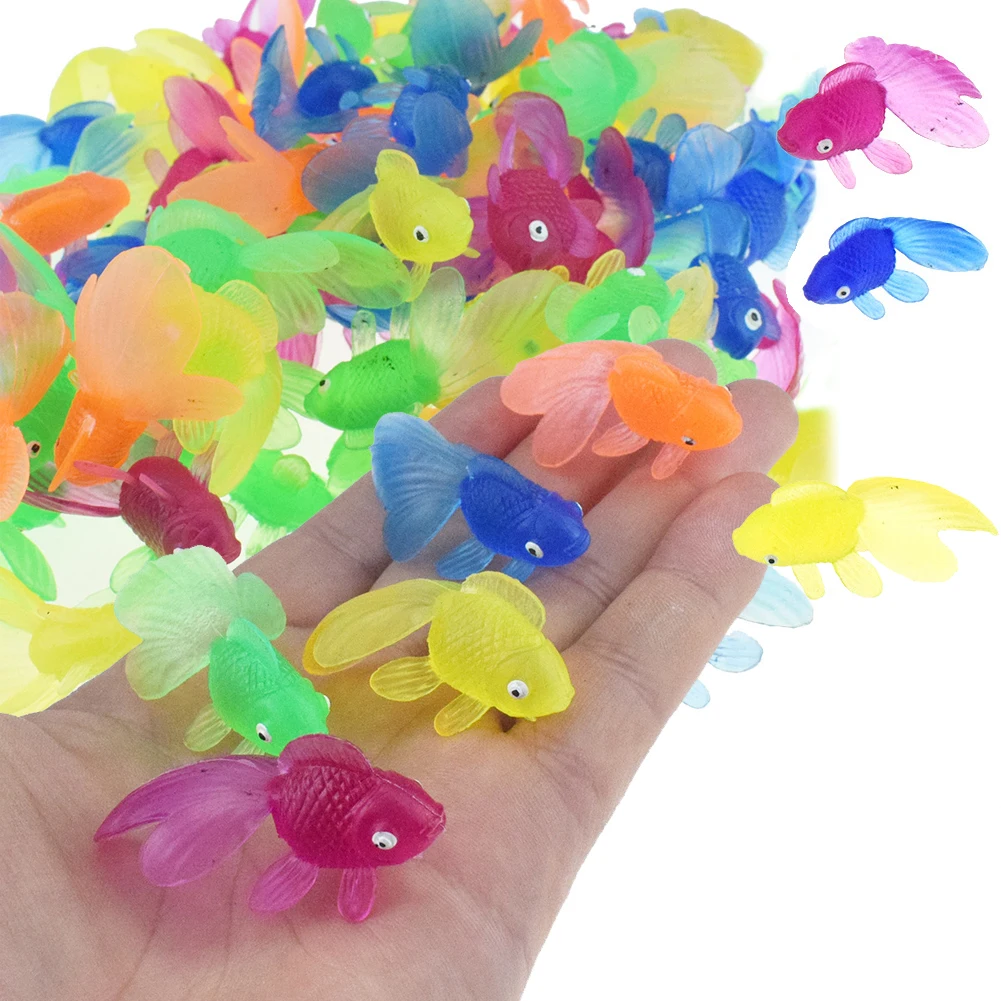 10Pcs/lot Colorful Simulation Goldfish Model Soft Rubber Gold Fish Small Goldfish Kids Toy Plastic Goldfish Gift Toys For Kids