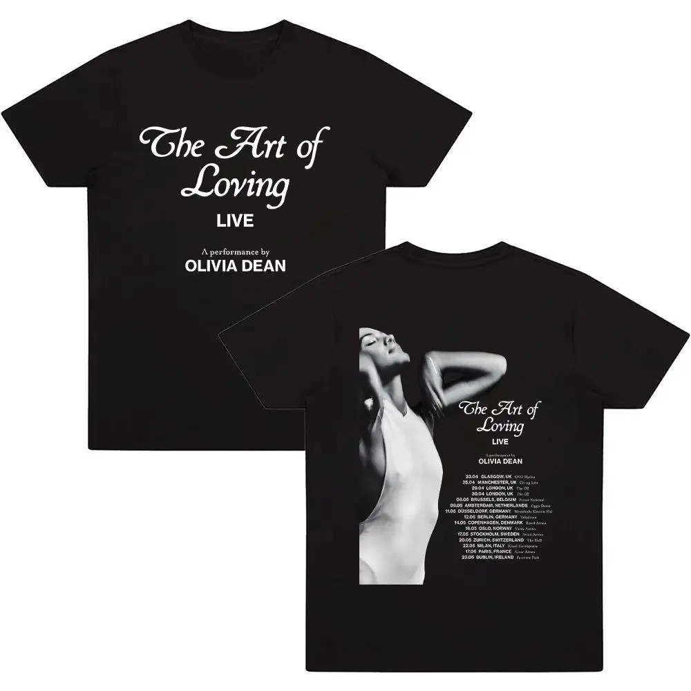 Y2k موضة تي شيرت فن المحبة لايف أوليفيا دين تي شيرت الجرافيك الطباعة القطن تيز ملابس عصرية فضفاضة للجنسين