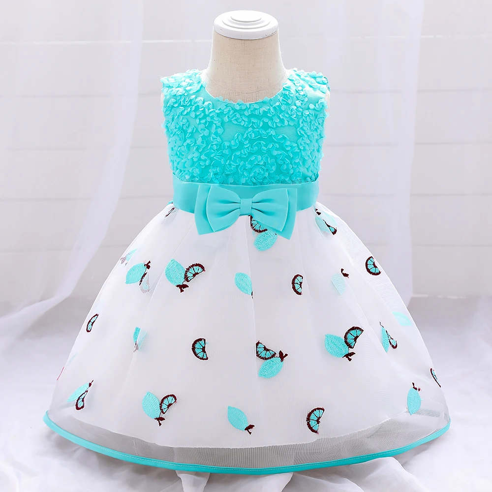 Baby Girl Flower 1st Birthday Party Dress Elegant Tulle Wedding Princess Kids Dresses for Girls Bridemaids Prom Children Costume