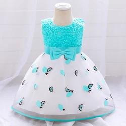 Baby Girl Flower 1st Birthday Party Dress Elegant Tulle Wedding Princess Kids Dresses for Girls Bridemaids Prom Children Costume